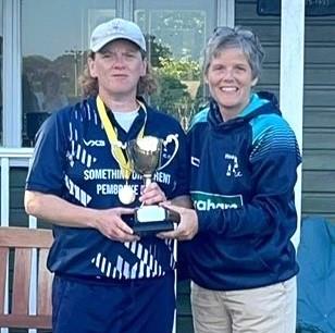 Winning skipper Sam Rossiter with sponsor Kath Adams (was Huxley) 